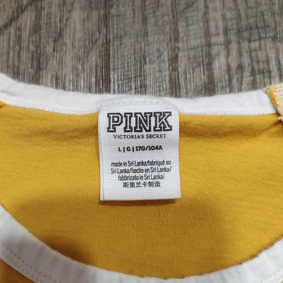PINK Victoria's Secret Yellow Long Sleeve Tee Size L - Picture 7 of 8